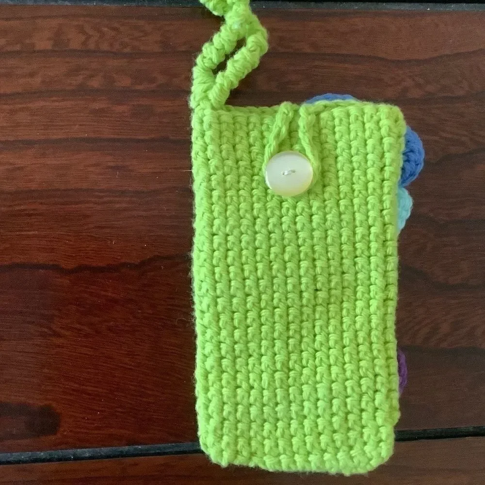 CROCHET Floral Spring Pouch CASE 100% COTTON HAND MADE